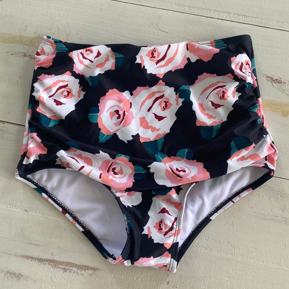 4/$10 Floral high waisted bikini bottom